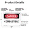 Signmission Combustible Danger Sign, Aluminum, 10in W x 7in L, 2PK OS-2PACK-DS-A-710-L-2343 - alternate 4